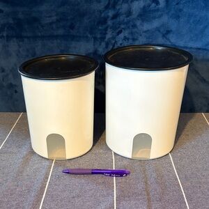 Tupperware Cream and Black Food Storage Containers